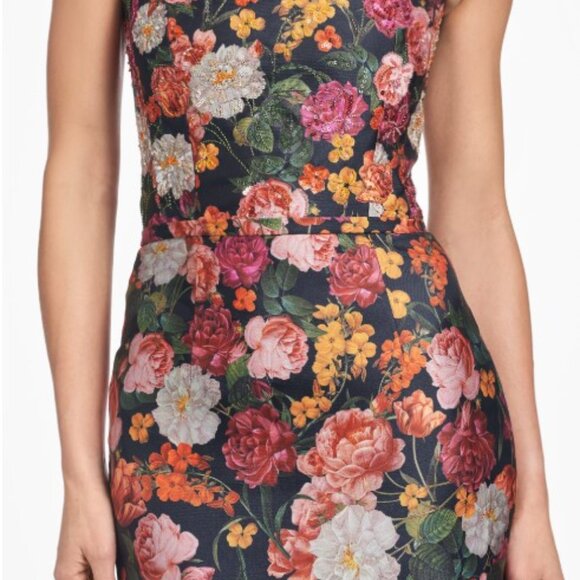 SACHIN + BABI: EMBELLISHED SABINE GOWN - MIDNIGHTS MAGIC BLOOMS Floral Print - Picture 8 of 11